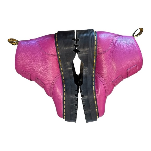 Dr. Martens Pink Devon Heart Boots Fuschia Milled Leather Quad Retro Women's 10 - Picture 4 of 13